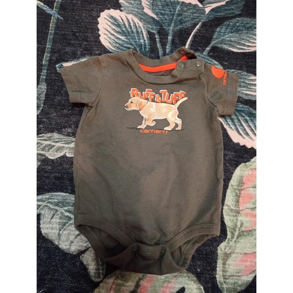 Carhartt Baby Boy 9 Months Ruff & Tuff Puppy Bodysuit Short Sleeve